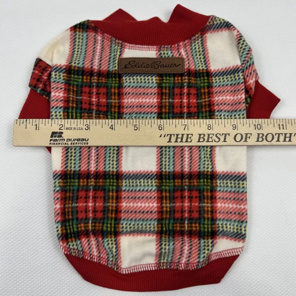 Eddie Bauer Red Plaid Pet Bodysuit Size Small Flannel Family Dog Pajamas NEW